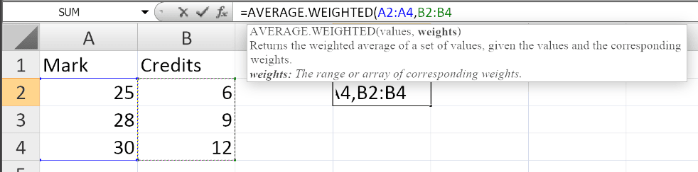 average-weighted-excel-function