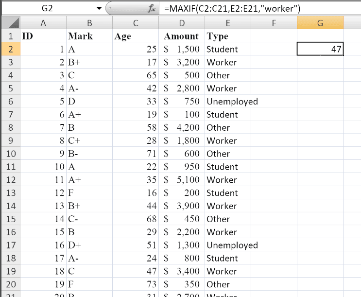 maxif-excel-function