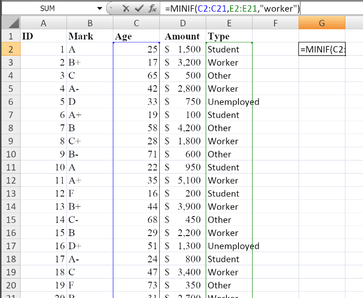 minif-excel-function