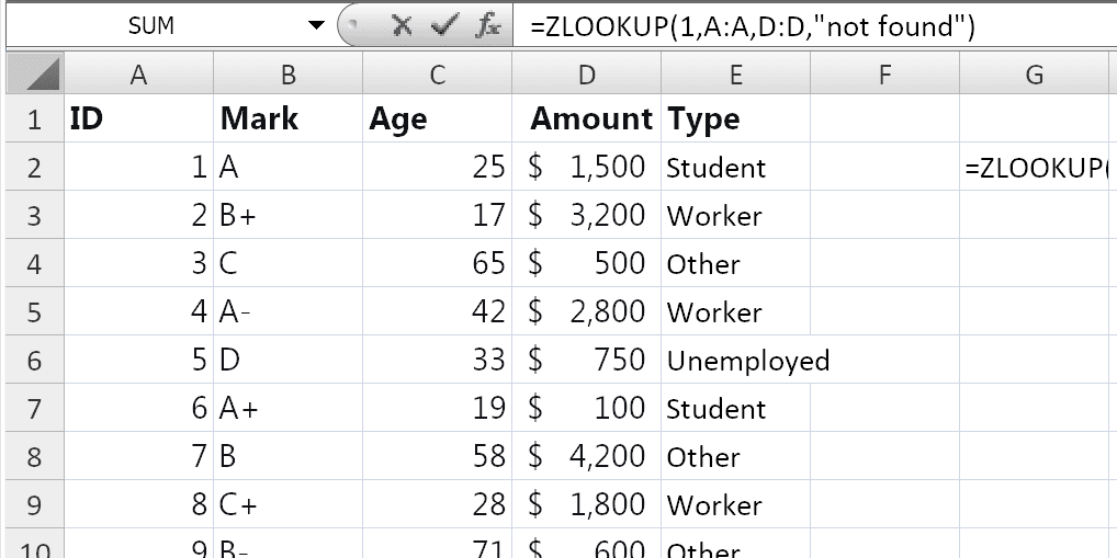 zlookup-excel-function